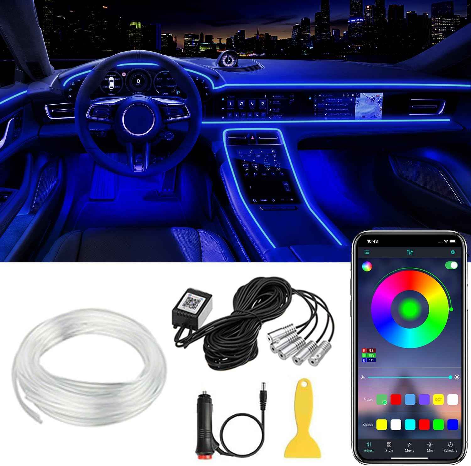 AuroraDrive Interior Car LED Strip Lights APP Control – Aesthetic Cabin Ambiance Lighting for Bedroom on Wheels