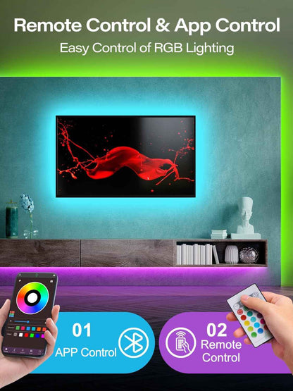 Maylit RGB TV Backlight Strip – Living Room Ambient Decor, 20ft Color Changing LED Behind 32-80 Inch TVs