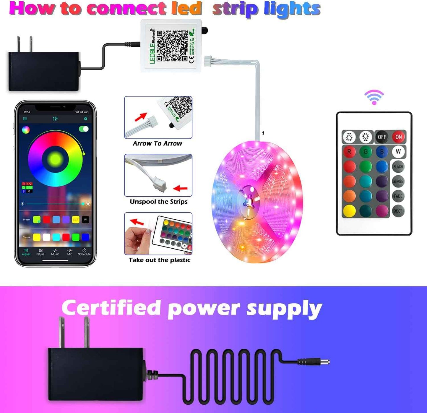 HiLighting 300FT LED Strip Lights with Timer and Dimming – Home Office Bias Lighting and Focus Ambient Light for Long Work Sessions