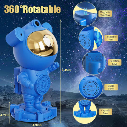 Astronaut Galaxy Night Light for Kids Bedroom and Nursery - Cool Touch LED Star Projector with Auto Shutoff Timer, White Noise Sound Machine and Remote Control