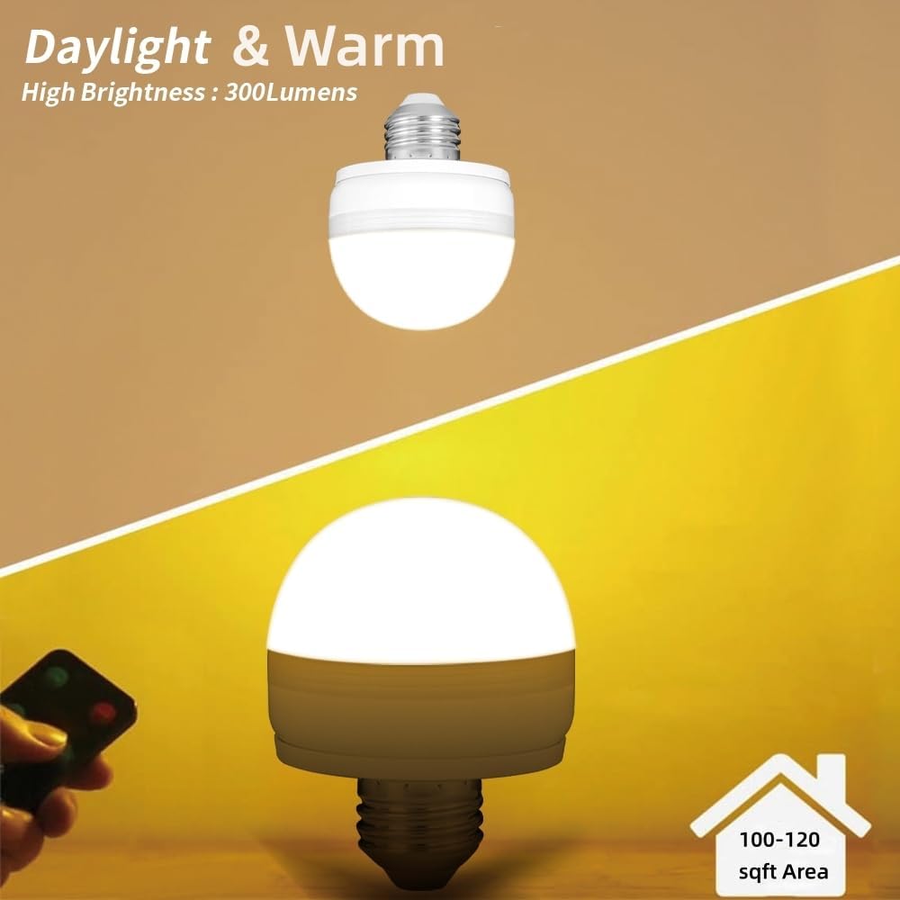 BLUEYE Rechargeable LED Bulb for Clutter-Free Bedside, Slim Profile Cordless Lamp with Remote Dimmer