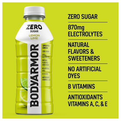 BODYARMOR ZERO Sugar Lemon Lime – Clean-Label Electrolyte Drink for an Uncluttered Wellness Fridge