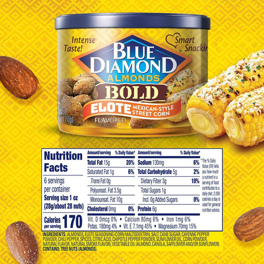 Blue Diamond Almonds BOLD Snack Nuts Variety Gift Pack, 6 oz Resealable Cans for Birthday Gifts, Hostess Presents and Holiday Giving