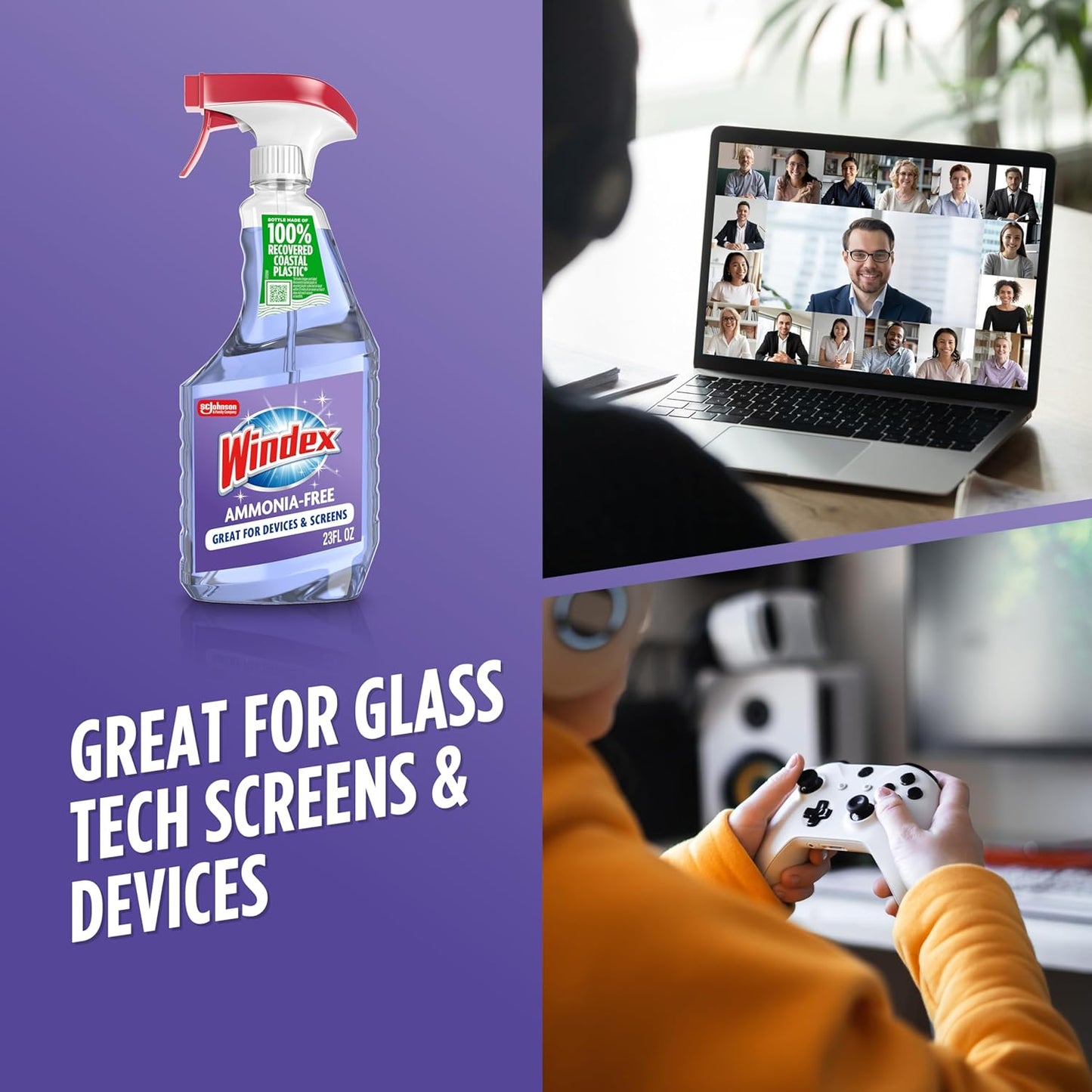 Windex Ammonia-Free Glass Cleaner – Kid and Pet Safe Spray for Windows, Mirrors, and Shower Doors