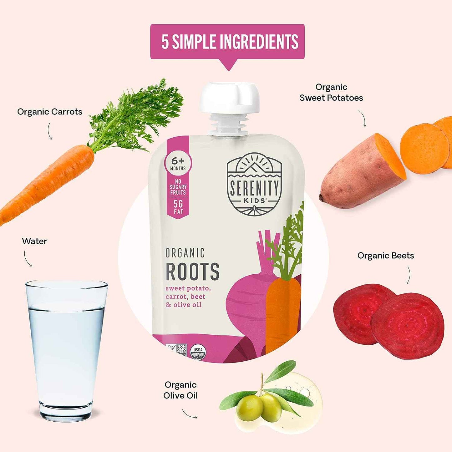 Serenity Kids Organic Veggie Puree Pouches – Clean-Label First Foods for Mindful Parents, 6+ Months Savory Baby Meal