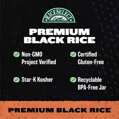 RiceSelect Black Rice — Premium Forbidden Rice in BPA-Free Jar for Elevated Home Dining