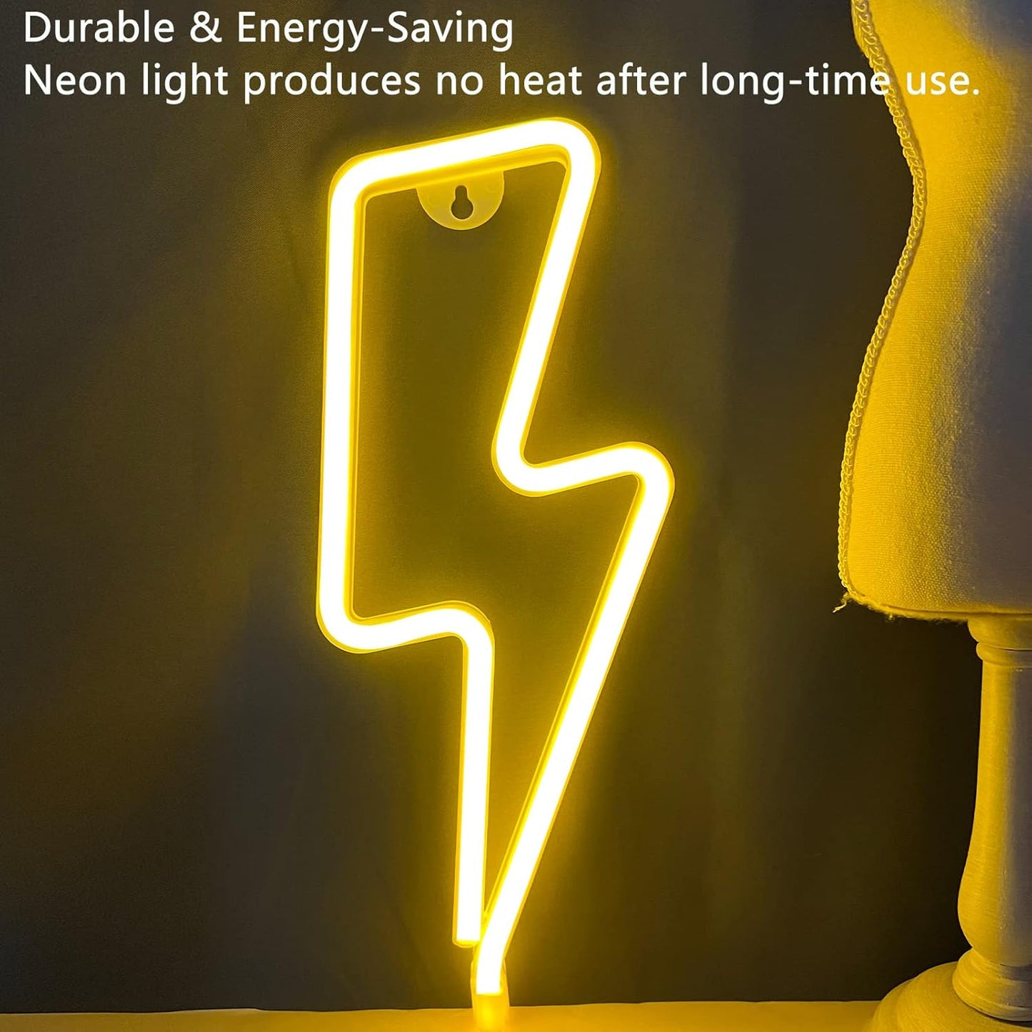 [Brand] Lightning Bolt Neon Sign – Trendy Birthday Gift for Teens and Her, USB LED Wall Light for Bedroom Decor Surprise