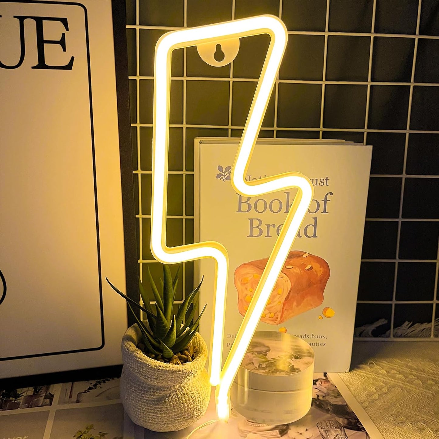 [Brand] Lightning Bolt Neon Sign – Trendy Birthday Gift for Teens and Her, USB LED Wall Light for Bedroom Decor Surprise