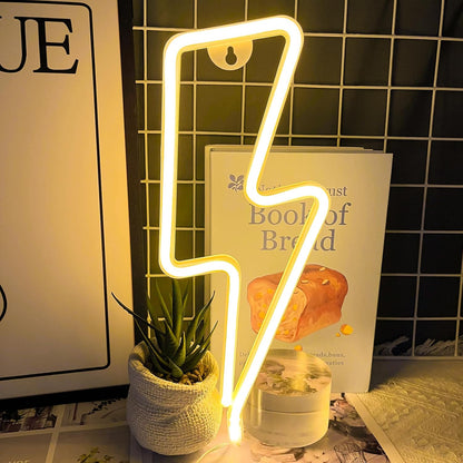 [Brand] Lightning Bolt Neon Sign – Trendy Birthday Gift for Teens and Her, USB LED Wall Light for Bedroom Decor Surprise