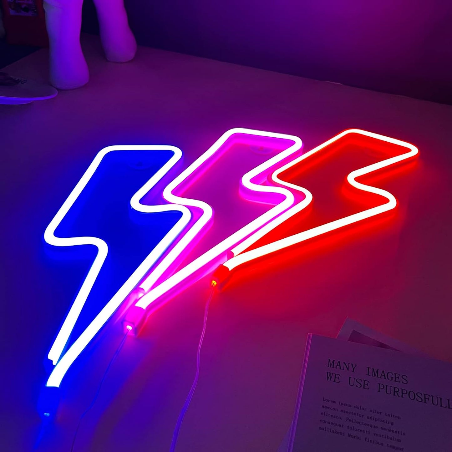 [Brand] Lightning Bolt Neon Sign – Trendy Birthday Gift for Teens and Her, USB LED Wall Light for Bedroom Decor Surprise