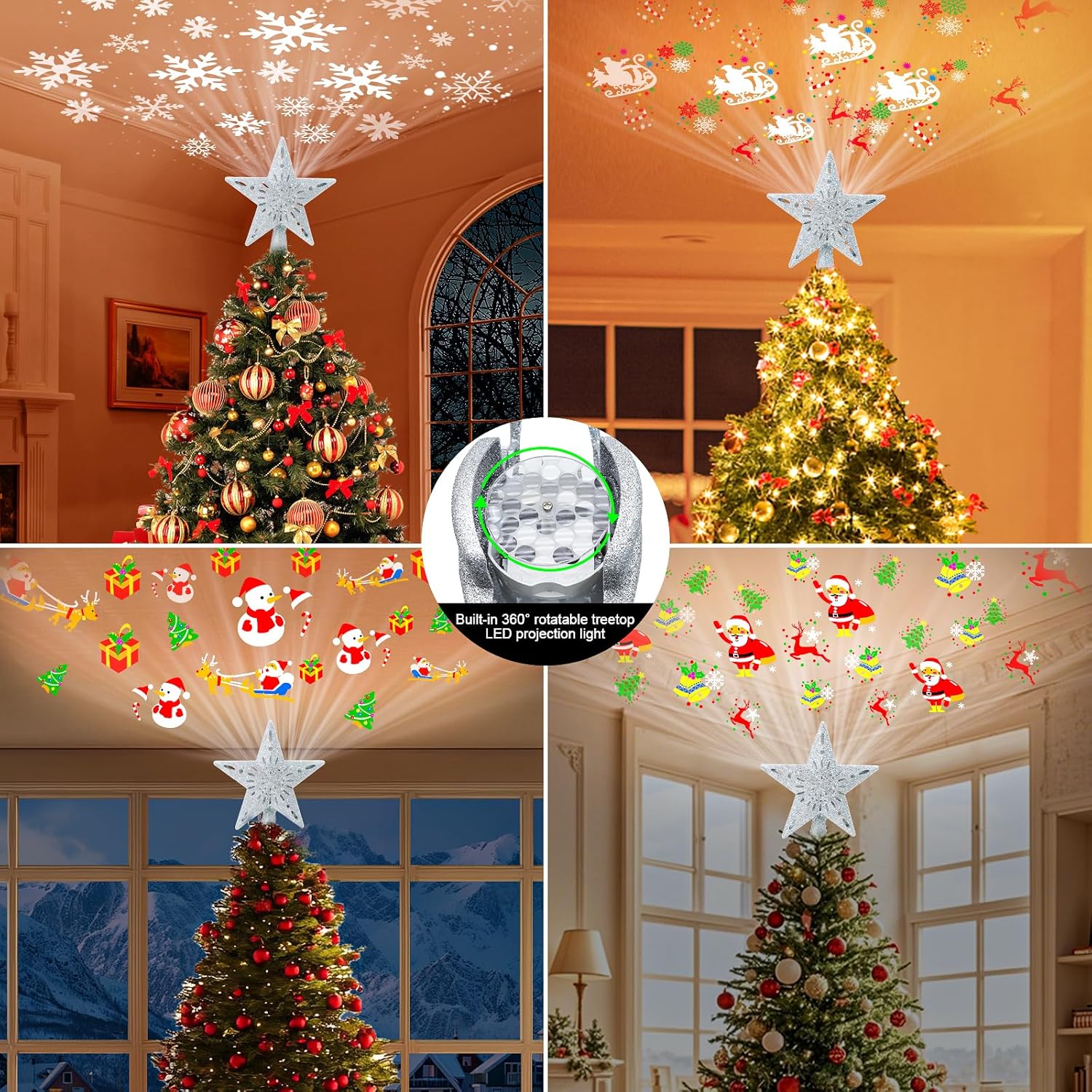 [Brand Name] Star Tree Topper with Built-In Projector – Cozy Bedroom Holiday Decor with 6 Ambient Light Modes