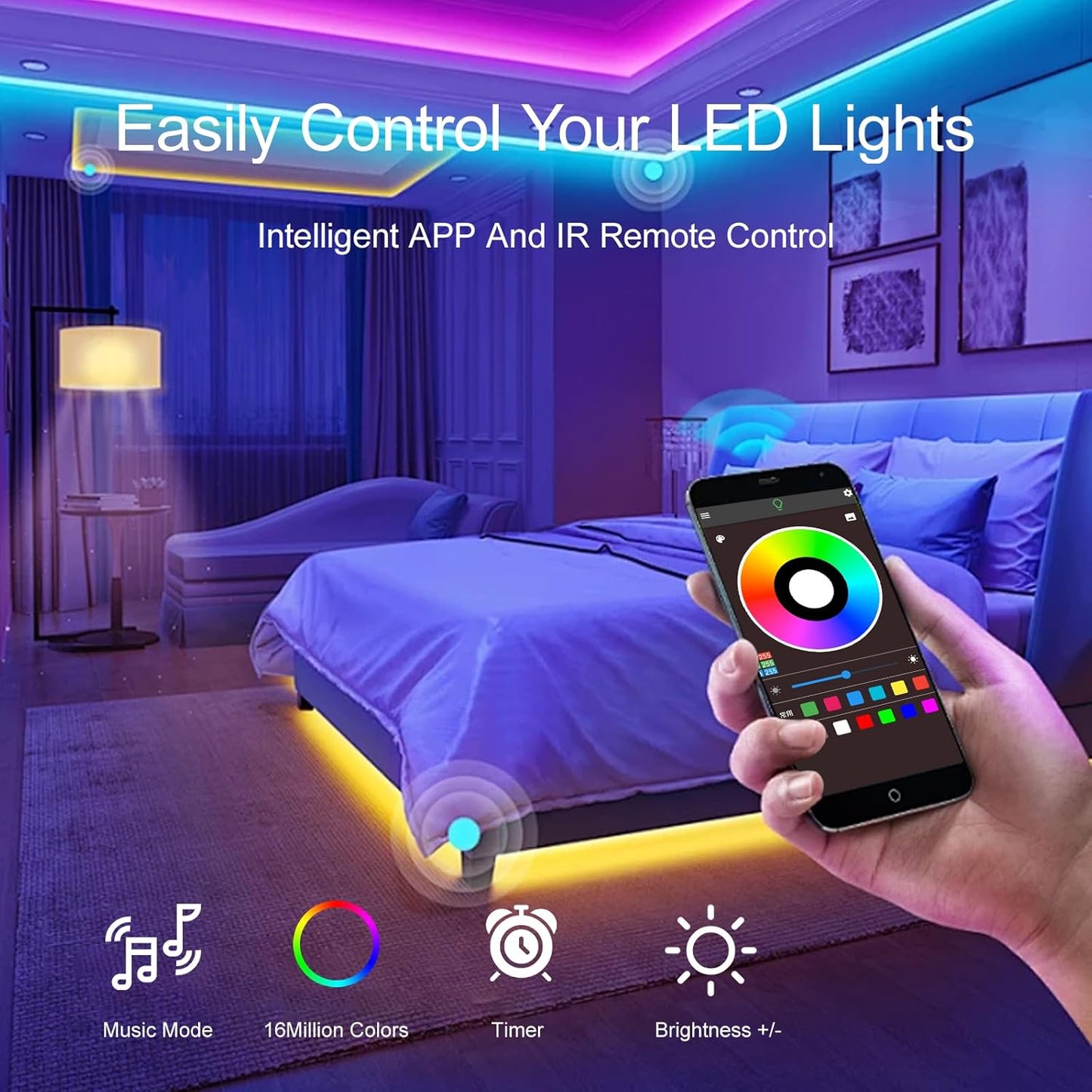 [Brand] RGB LED Strip Lights – 200FT Smart Mood Lighting for Bedroom Aesthetic and Living Room Ambiance