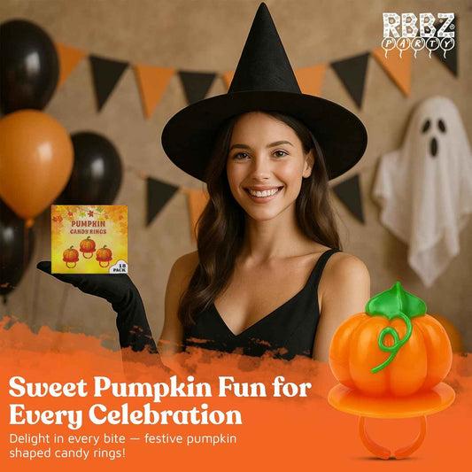 Pumpkin Candy 3D Ring Pops – Fall Themed Halloween Party Favor Gift for Kids and Teens