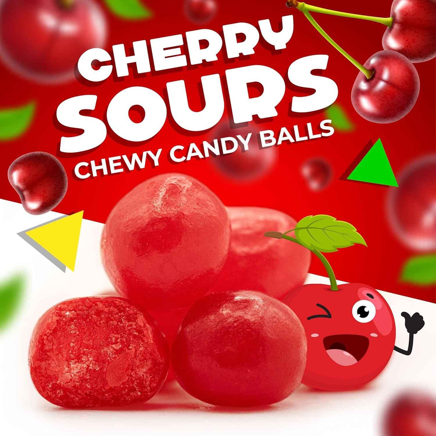 Cherry Sours – Valentine's Day Candy Gift, Chewy Red Sour Balls for Him and Her, 1 Pound