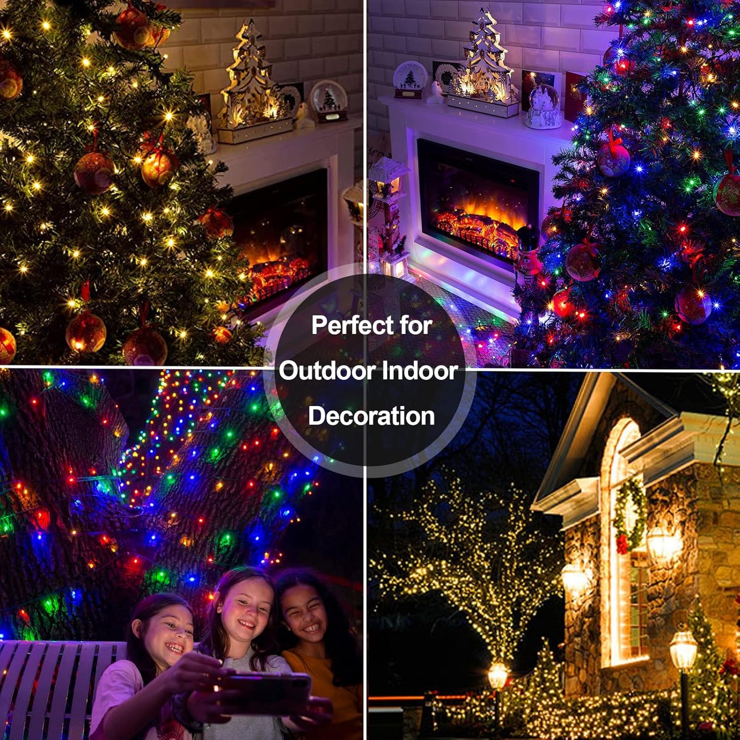 Brightever 100 LED Twinkle Lights Warm White & Multicolor Battery Strand for Bedroom Aesthetic & Holiday Tree Styling