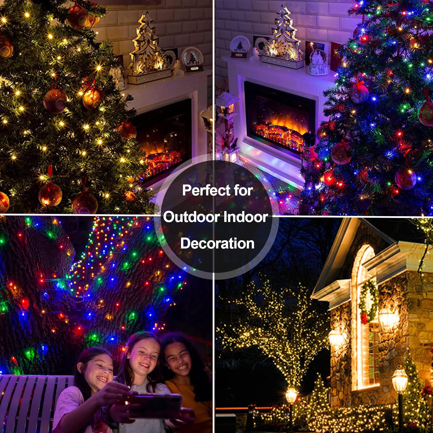 Brightever 100 LED Twinkle Lights Warm White & Multicolor Battery Strand for Bedroom Aesthetic & Holiday Tree Styling