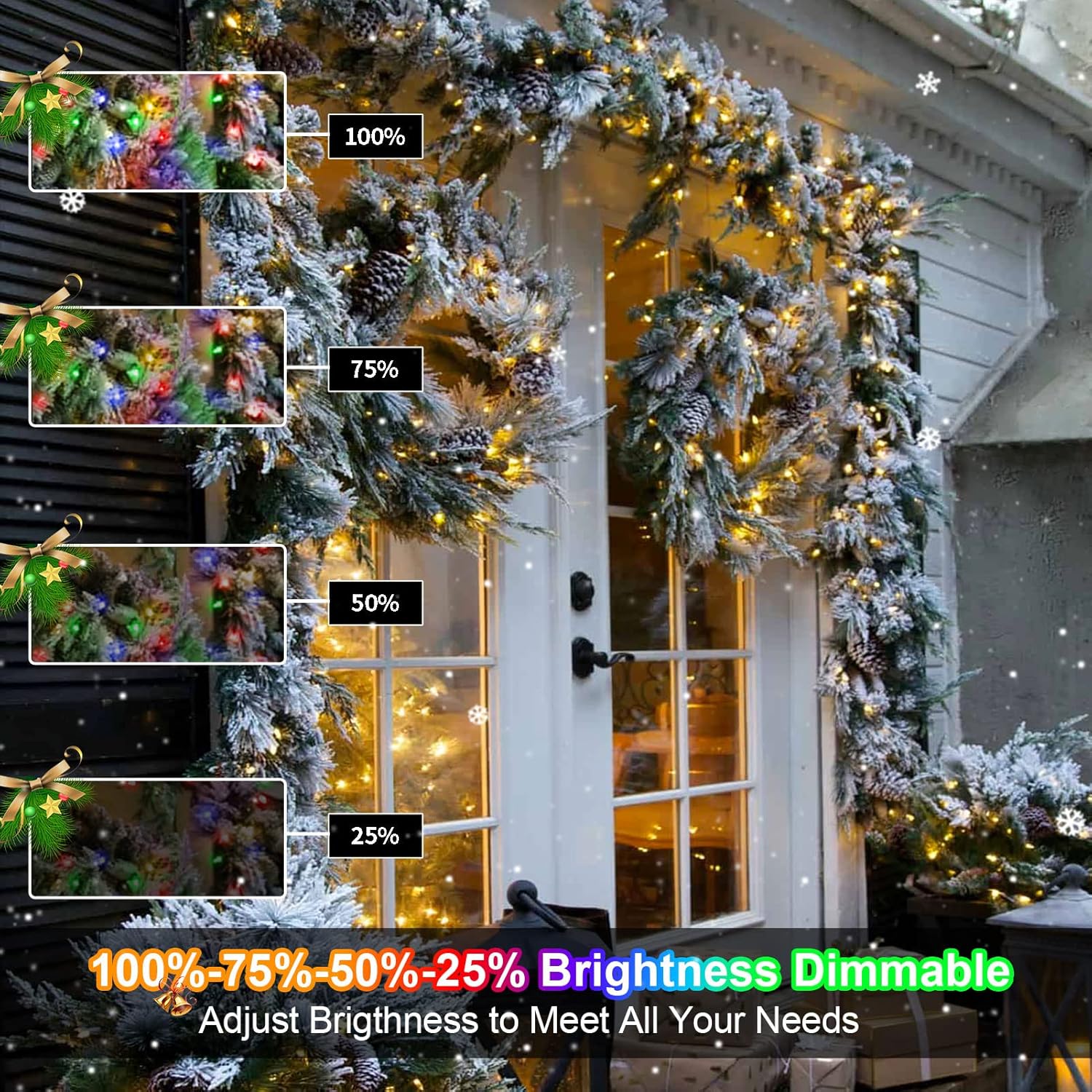 Brightever 100 LED Twinkle Lights Warm White & Multicolor Battery Strand for Bedroom Aesthetic & Holiday Tree Styling
