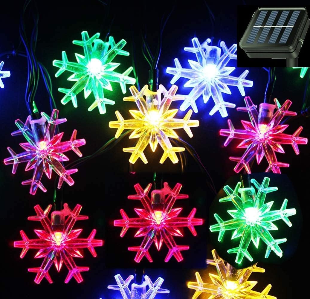 Brightever Solar Snowflake Fairy Lights 20 Ft 30 LED – Cozy Bedroom and Living Room Accent with 8 Ambient Modes