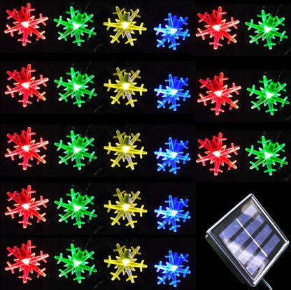 Brightever Solar Snowflake Fairy Lights 20 Ft 30 LED – Cozy Bedroom and Living Room Accent with 8 Ambient Modes