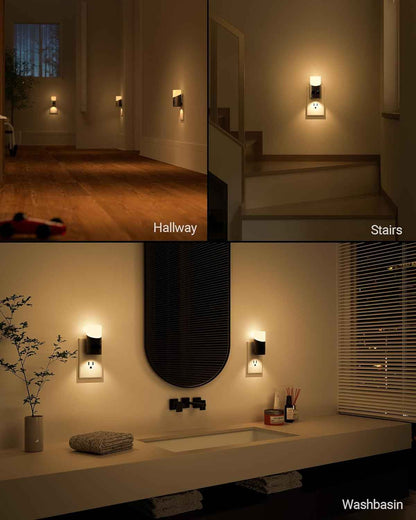 Lyridz LED Motion Night Light – Flameless Plug-in Safety Lighting for Hallways, Stairs and Bathrooms, Dimmable 2 Pack