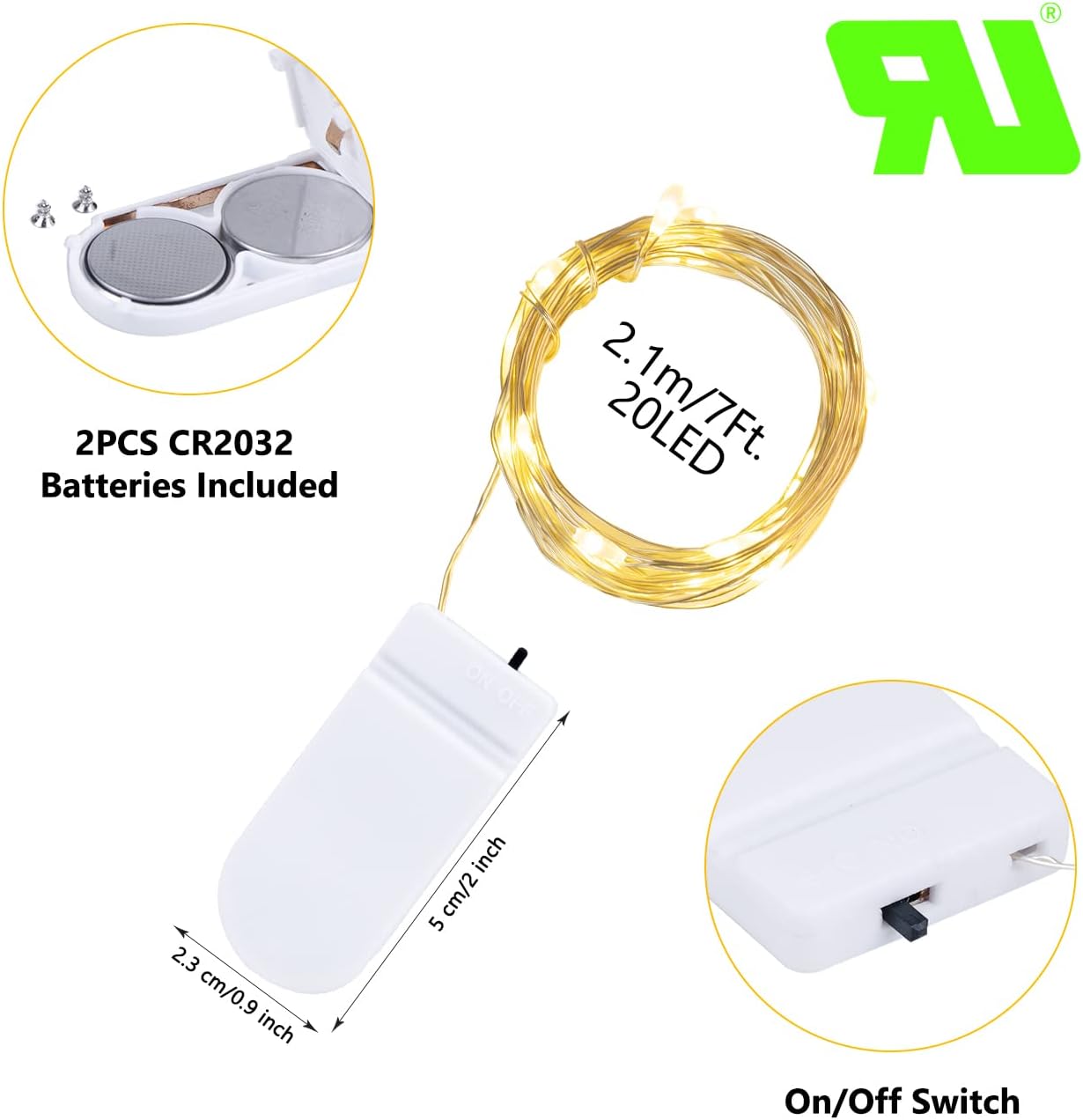 Brightown Fairy Lights Battery Operated – Safe Nursery Night Light, Cool-to-Touch LED for Crib Shelf, Mobile, and Sleep Corner