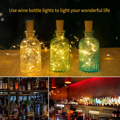 Brightown Flameless Cork Bottle Lights – Kid and Pet Safe LED String, Cool-Touch Battery Fairy Lights for Family Homes
