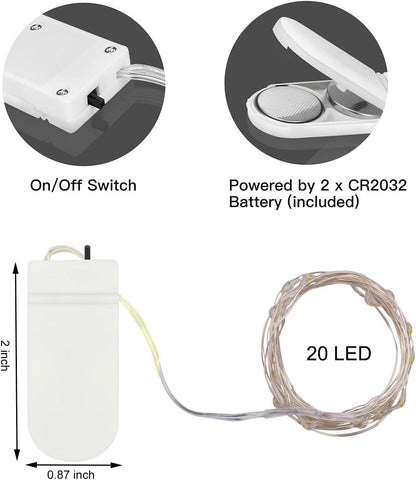 Brightown Mini Fairy Lights Battery Operated – 24 Pack Ready to Gift String Lights for Housewarming Baskets and Bridesmaid Boxes