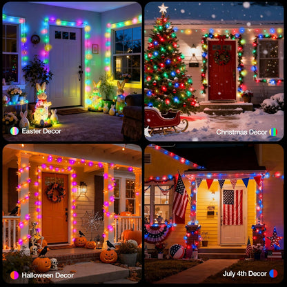Brightown Outdoor String Lights 98.4ft 300 LED – Waterproof Patio, Garden & Backyard Ambiance with Music Sync and Timer
