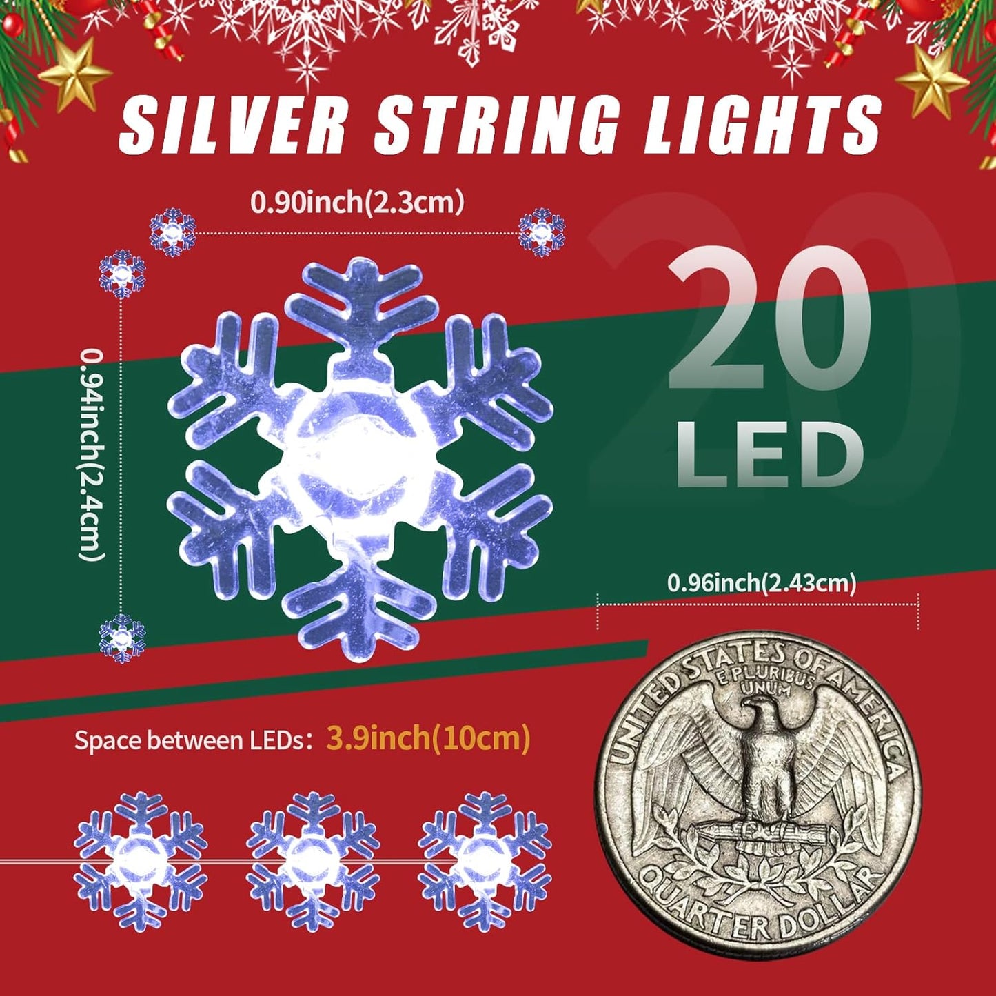 Brightown Snowflake String Lights – Flameless Indoor Holiday Lighting, Cool to Touch Safe for Sleeping