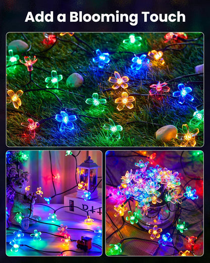 Brightown Solar Cherry Blossom String Lights – Thoughtful Birthday Gift for Mom & Women, Patio Garden Decor