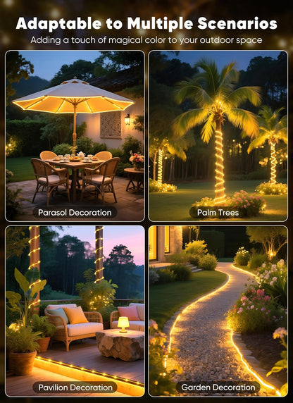 Brightown Solar Rope Lights – Nearly Invisible Wire Fairy Lights for Clean, Uncluttered Modern Outdoor Spaces