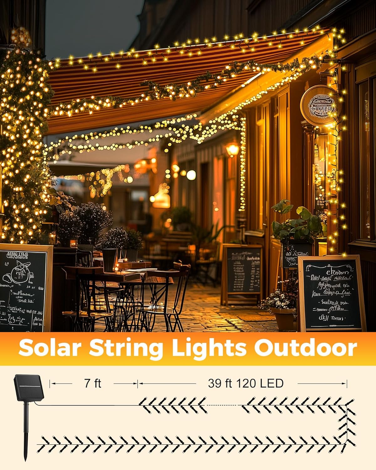 Brightown Solar String Lights – Flameless Outdoor Lighting for Kids and Pets, IP65 Solar