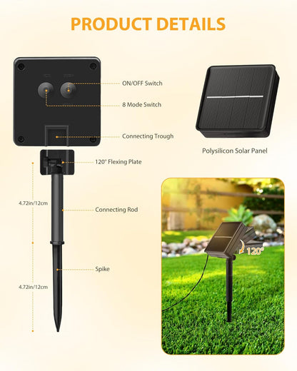 Brightown Solar String Lights – Flameless Outdoor Lighting for Kids and Pets, IP65 Solar