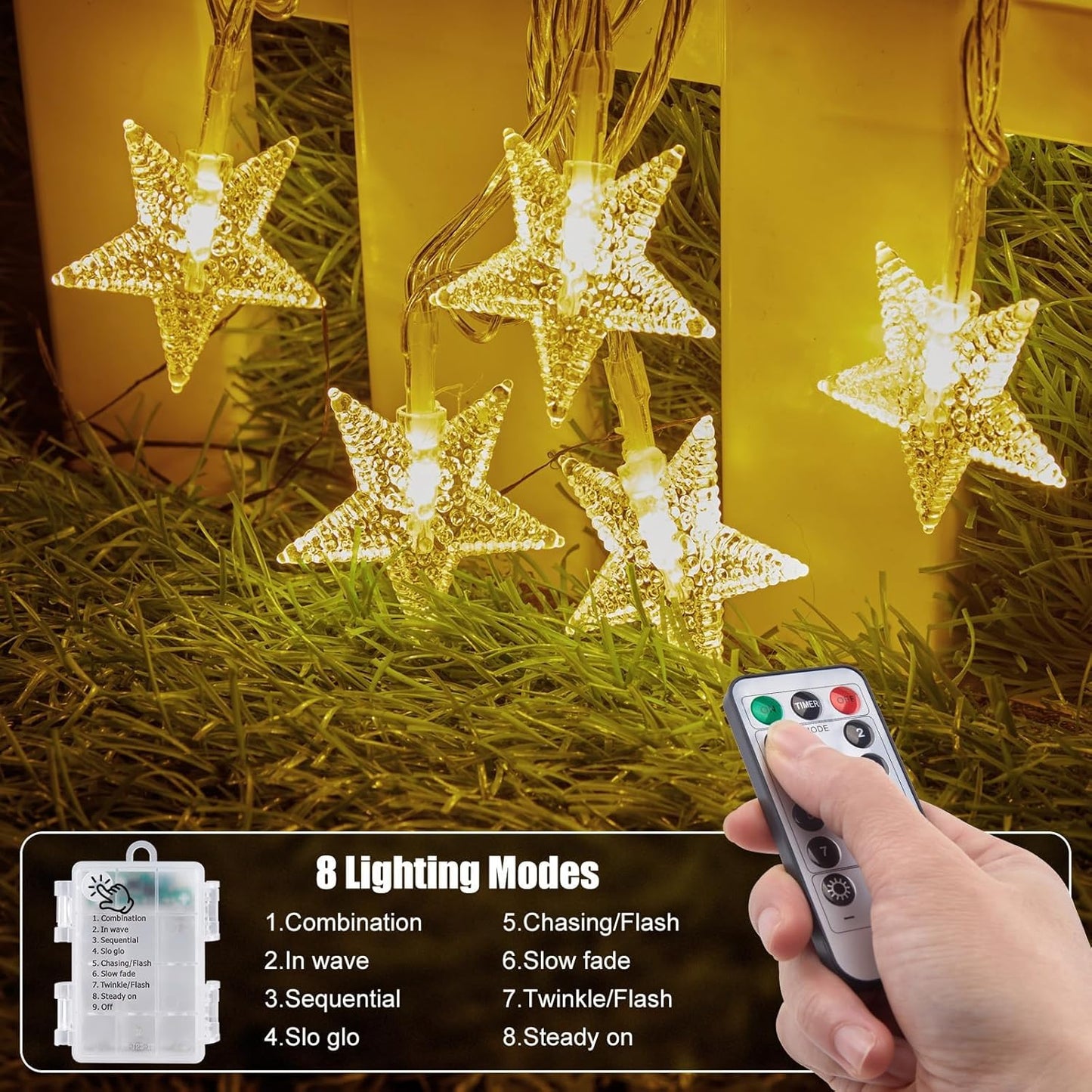 Brightown Star String Lights – Thoughtful Birthday Gift for Her and Mom, 17ft Battery Operated Star Fairy Lights with Remote and Timer