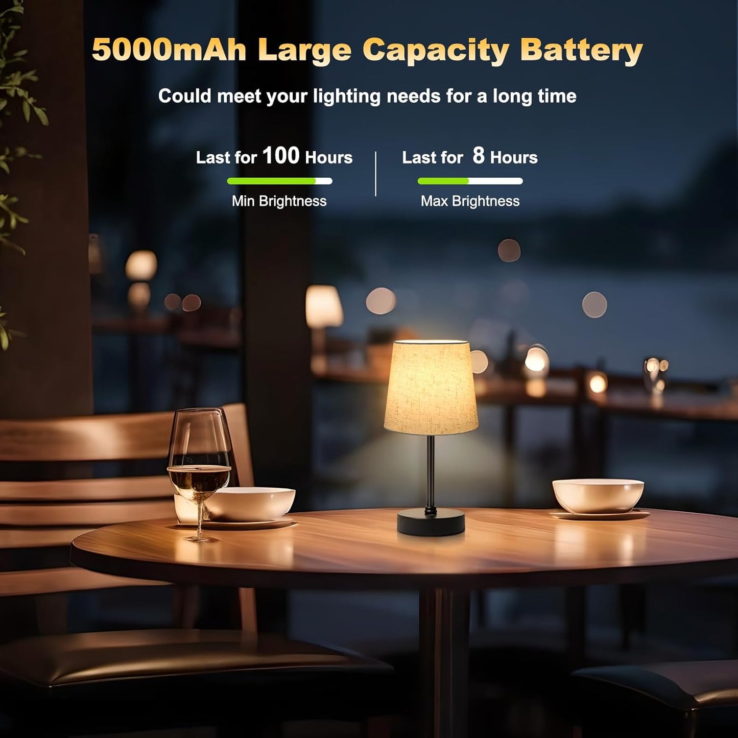 BRIGHTY — Cordless Minimalist Desk Lamp for Clutter-Free Counters, Rechargeable LED in Neutral Linen and Matte Black