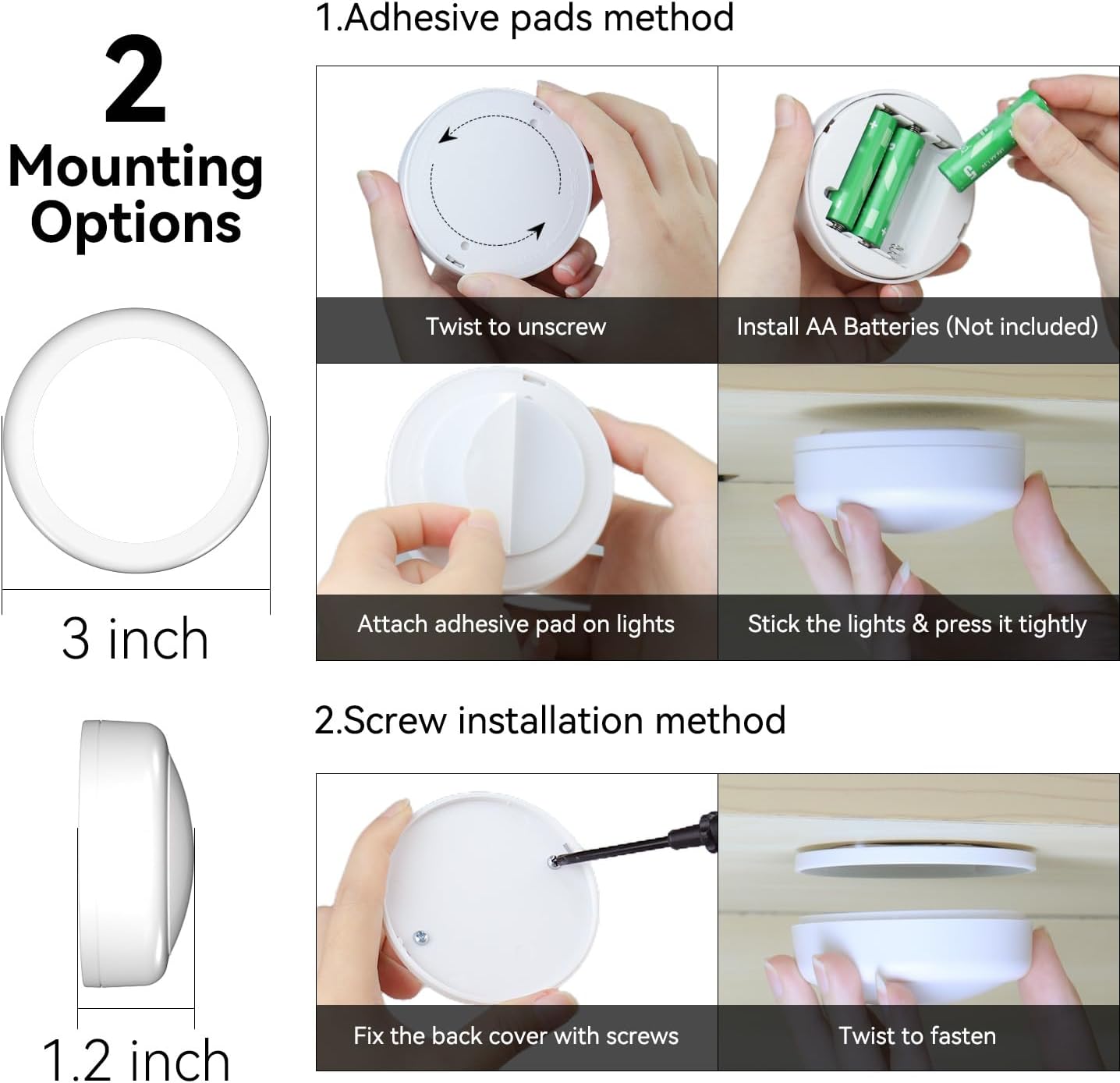 Brilliant Evolution Puck Lights, Clean Wireless Design for Clutter Free Closet and Under Cabinet Lighting, Battery Operated