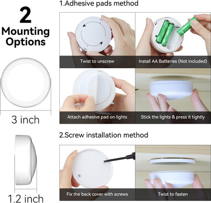 Brilliant Evolution Puck Lights, Clean Wireless Design for Clutter Free Closet and Under Cabinet Lighting, Battery Operated