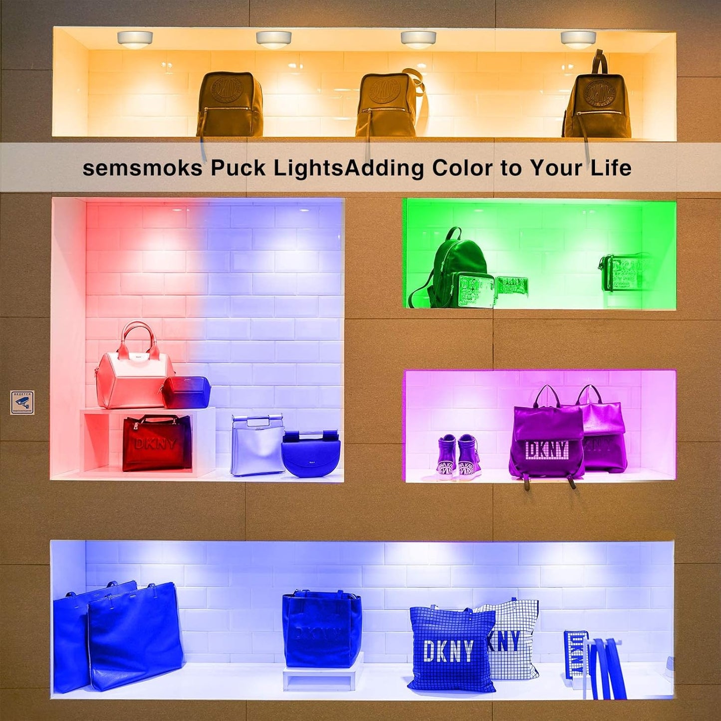 Brilliant Evolution Puck Lights, Clean Wireless Design for Clutter Free Closet and Under Cabinet Lighting, Battery Operated
