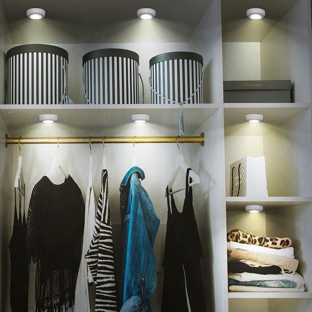 Brilliant Evolution Tap Light 6 Pack – Hidden Switch Cordless Puck Lights for Clean, Clutter-Free Walls