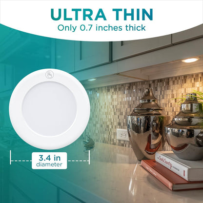 Brilliant Evolution Ultra Thin Touch Puck Lights – Focused Task Lighting for Home Office Desk and Bookshelf, Pack of 2