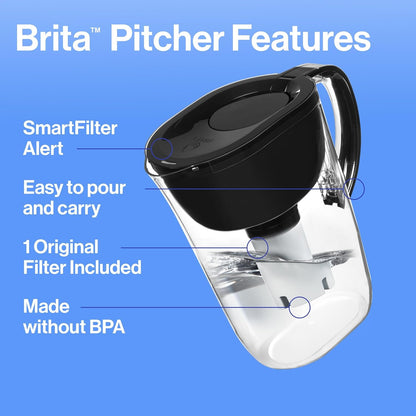 Brita 10-Cup Filtered Water Pitcher in Teal – Designer-Accent Hydration for Open Shelving, Coffee Bars, and Styled Countertops