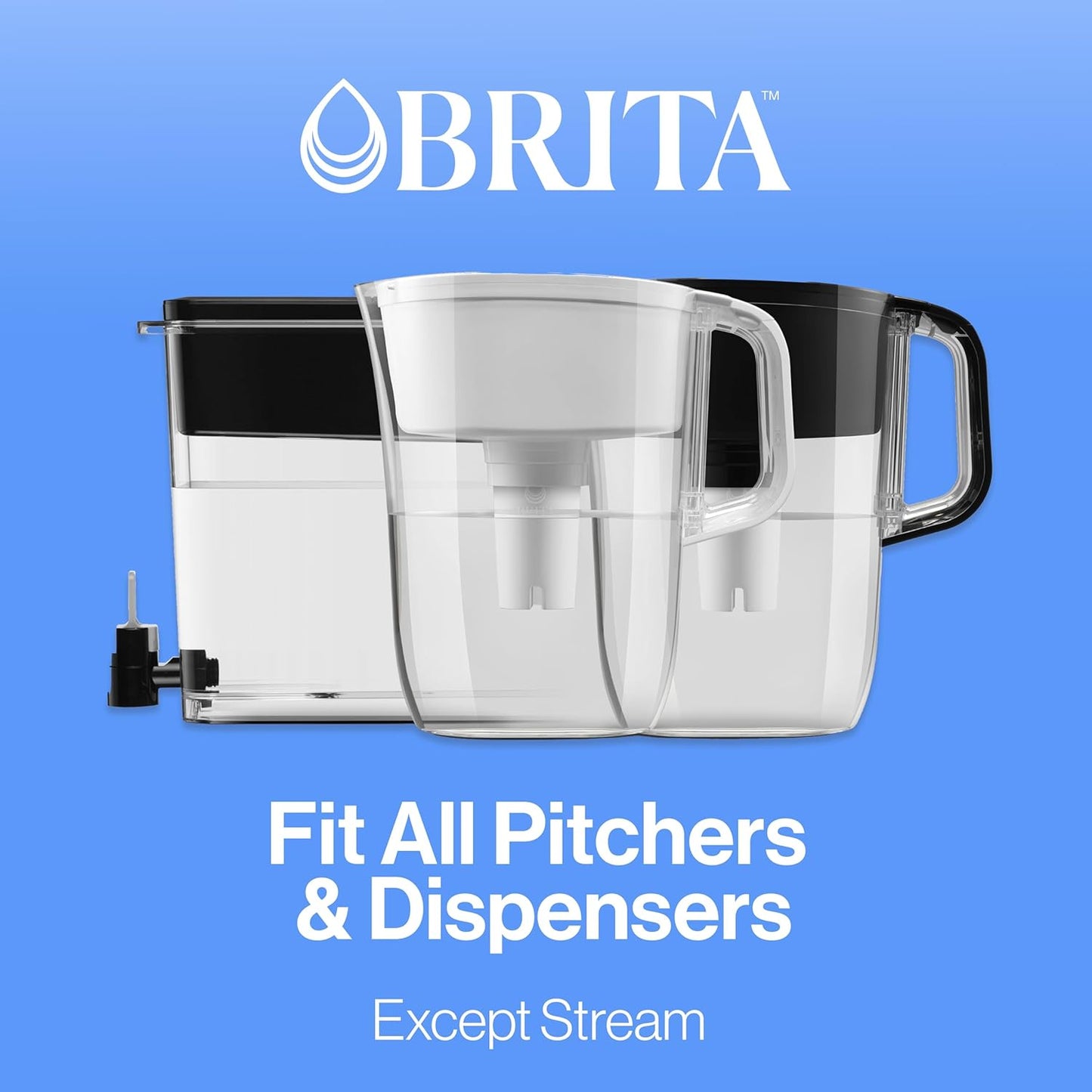 Brita Standard Replacement Filters for Pitchers – Office Hydration Supply for Break Room Dispensers and Shared Kitchens, 3 Pack