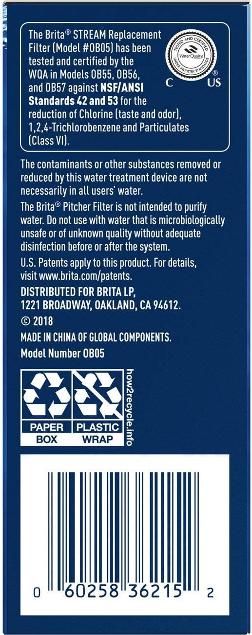Brita Stream Replacement Filters for Pitchers – Child-Friendly Filtered Water for Family Meal Prep