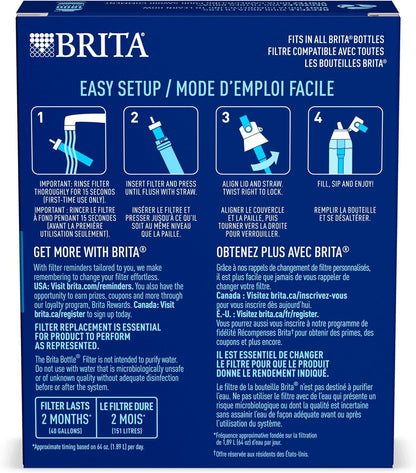 Brita Water Bottle Replacement Filters – Streamlined 3-Pack for Clutter-Free Kitchens and Desks, BPA-Free