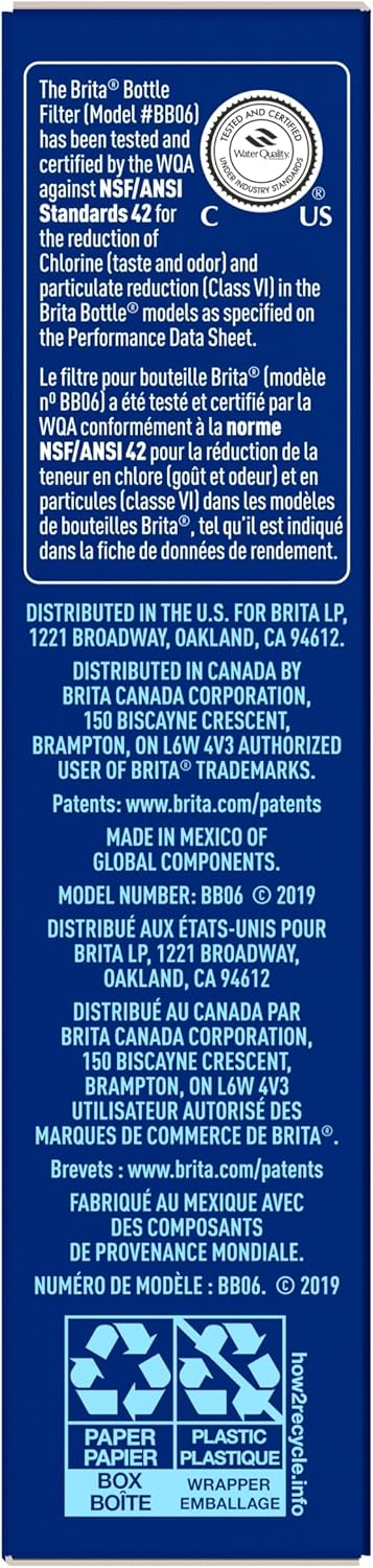 Brita Water Bottle Replacement Filters – Streamlined 3-Pack for Clutter-Free Kitchens and Desks, BPA-Free
