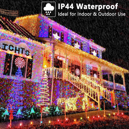BrizLabs Color Changing Smart Christmas Lights – Patio and Backyard Outdoor String, 98ft 300 LED IP44 Waterproof Music Sync Lights