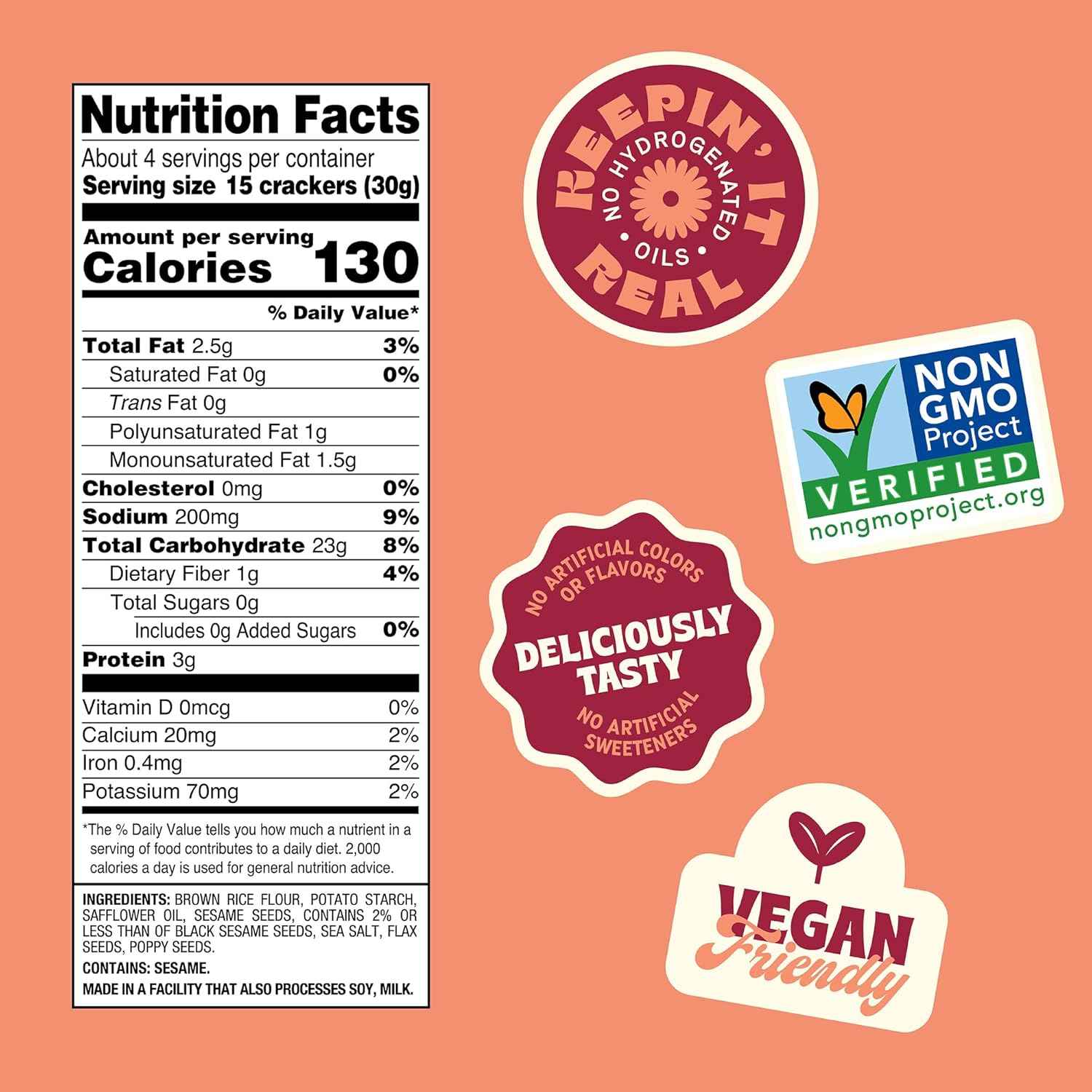 Back to Nature Gluten Free Rice Thins – Durable Resealable Snack for Camping Trips, Picnics, and Open-Air Entertaining