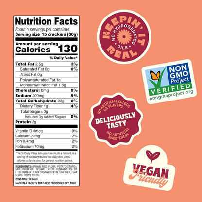 Back to Nature Gluten Free Rice Thins – Durable Resealable Snack for Camping Trips, Picnics, and Open-Air Entertaining