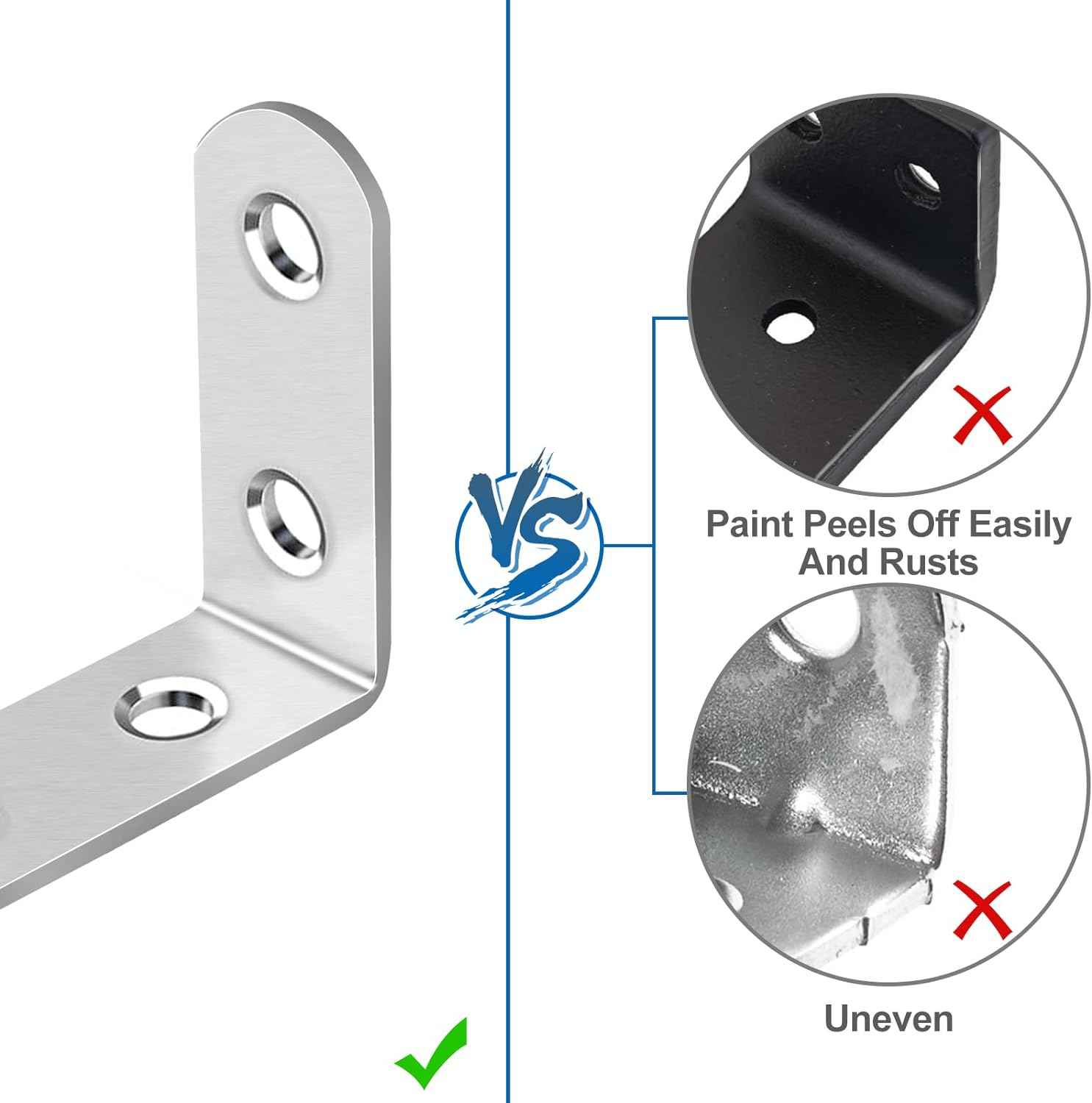 HENSUN L Bracket Set – Child-Safe Furniture Repair, Rounded Edge Stainless Steel Braces for Wobbly Chairs and Tables