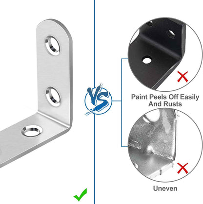 HENSUN L Bracket Set – Child-Safe Furniture Repair, Rounded Edge Stainless Steel Braces for Wobbly Chairs and Tables